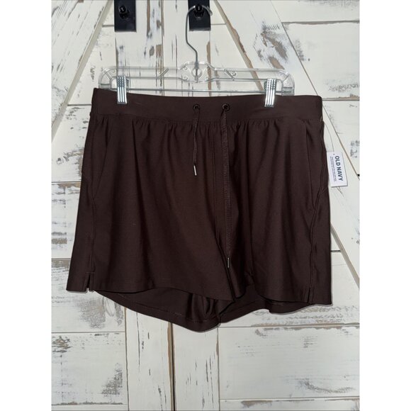 Old Navy Active Powersoft High Rise Go Dry Shorts Loose Brown Womens L - Picture 1 of 8